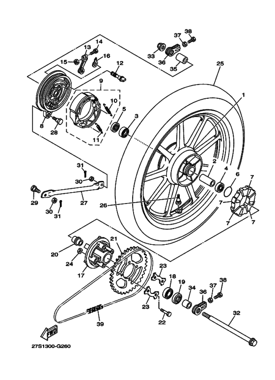 Rear wheel complete assy