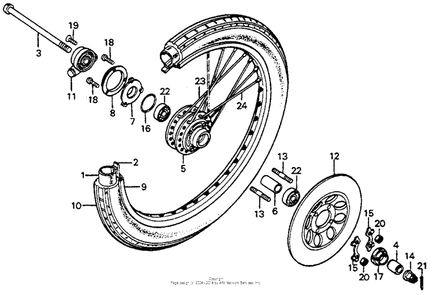 Front wheel + front brake disk 76,78