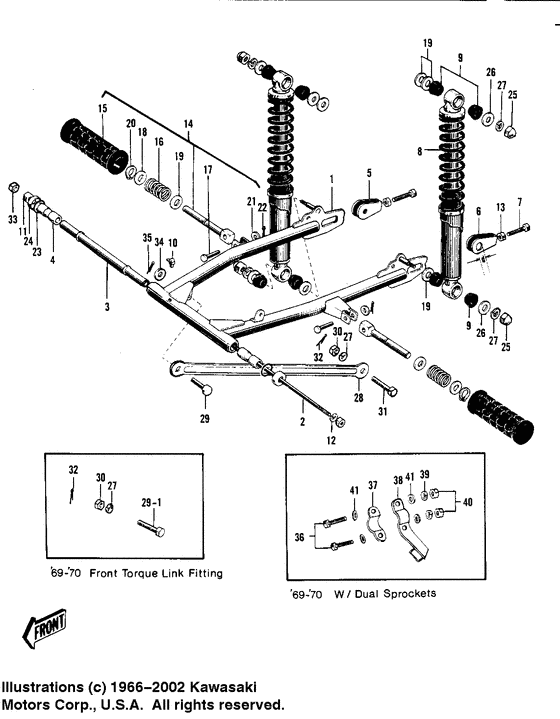 Swing arm/shock absorbers
