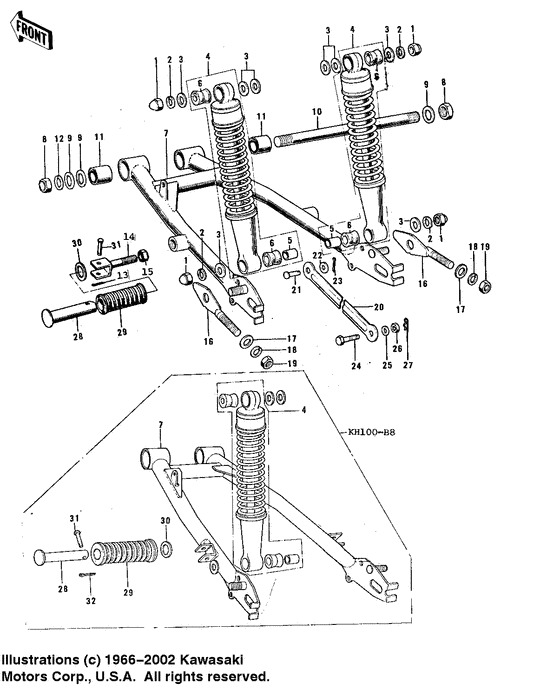 Swing arm/shock absorbers