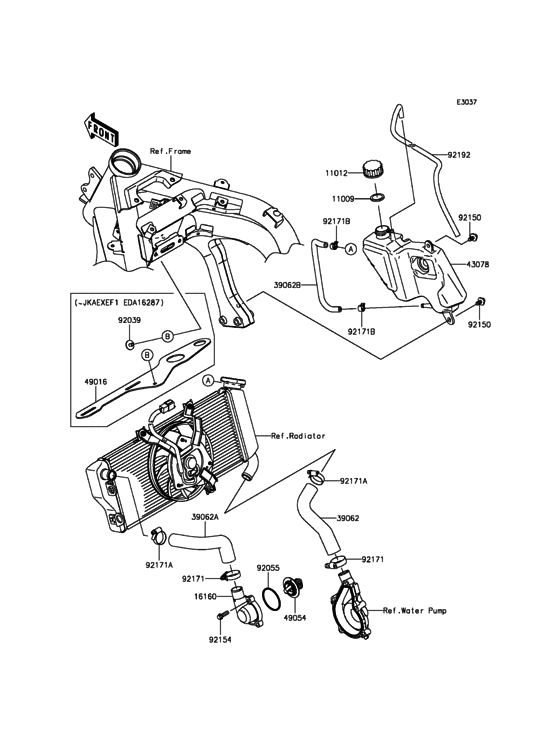 EX650 Патрубки охлаждения