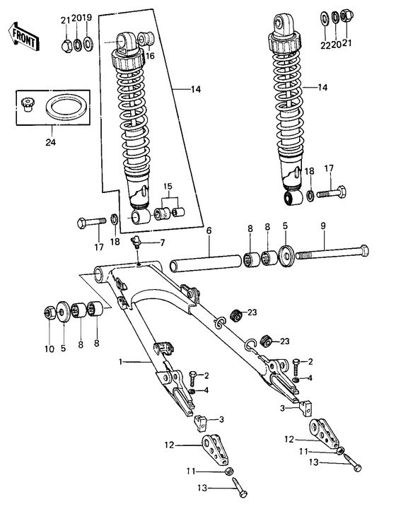 Swing arm/shock absorbers
