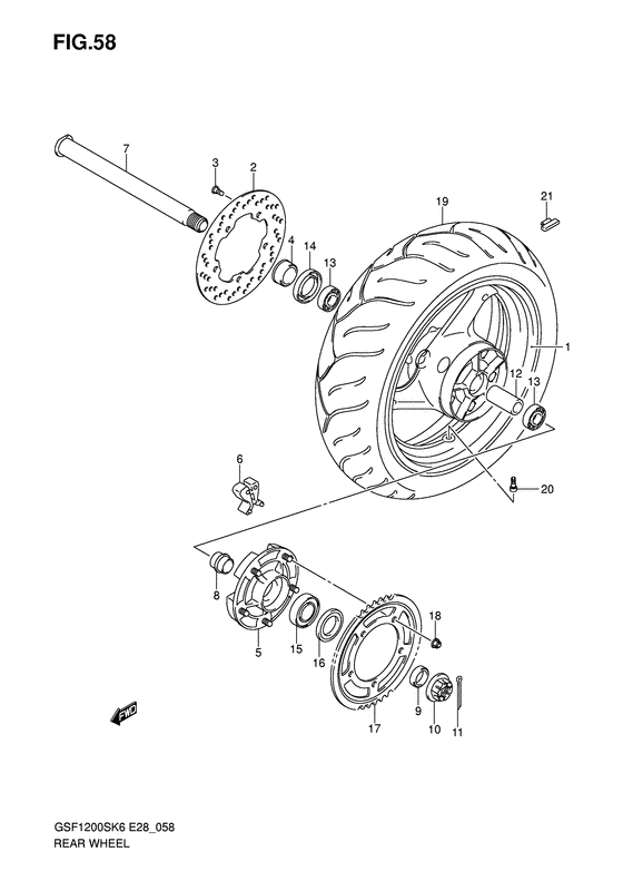 Rear wheel complete assy
