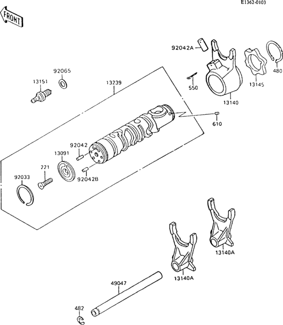 ZX600 Валы и вилки переключения передач