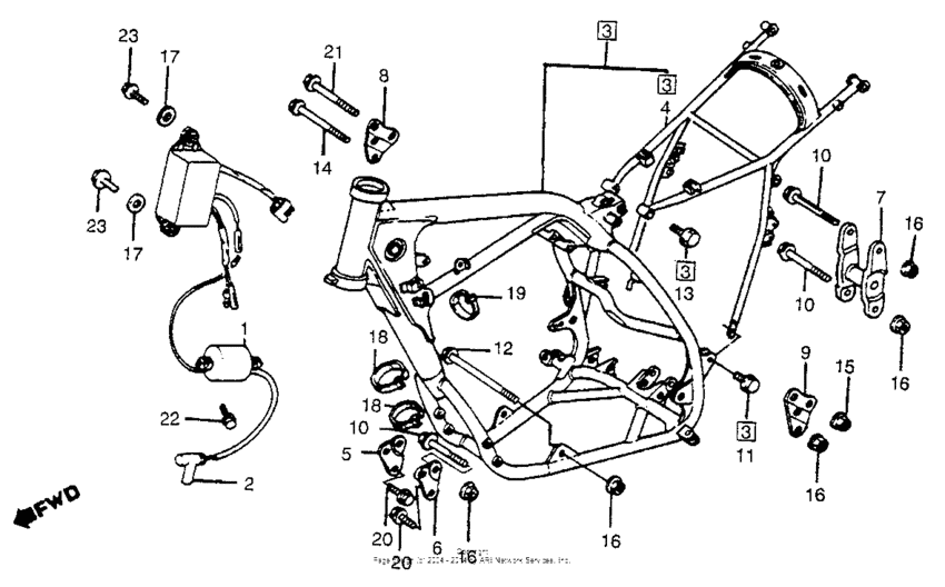 Frame + ignition coil 83
