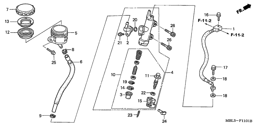 Rr. brake master cylinder