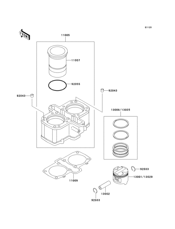 KLE500 Цилиндр и поршни