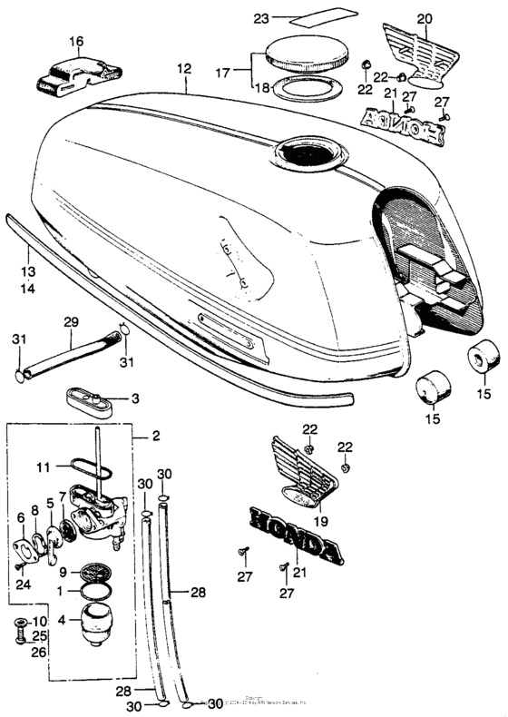 Cb fuel tank + fuel valve