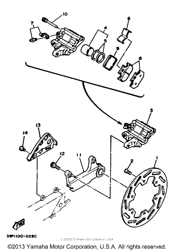 YZ250B1 Задний суппорт