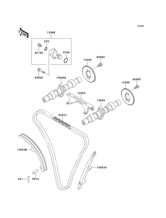 EX500 Camshafts / tensioner