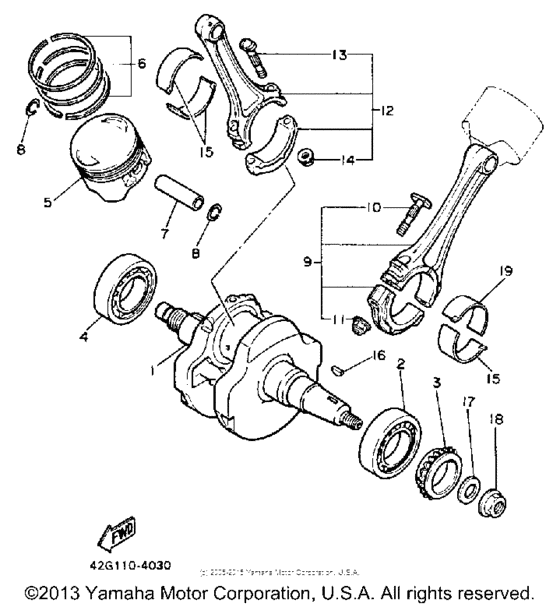 XV1000N Коленчатый вал и Поршень