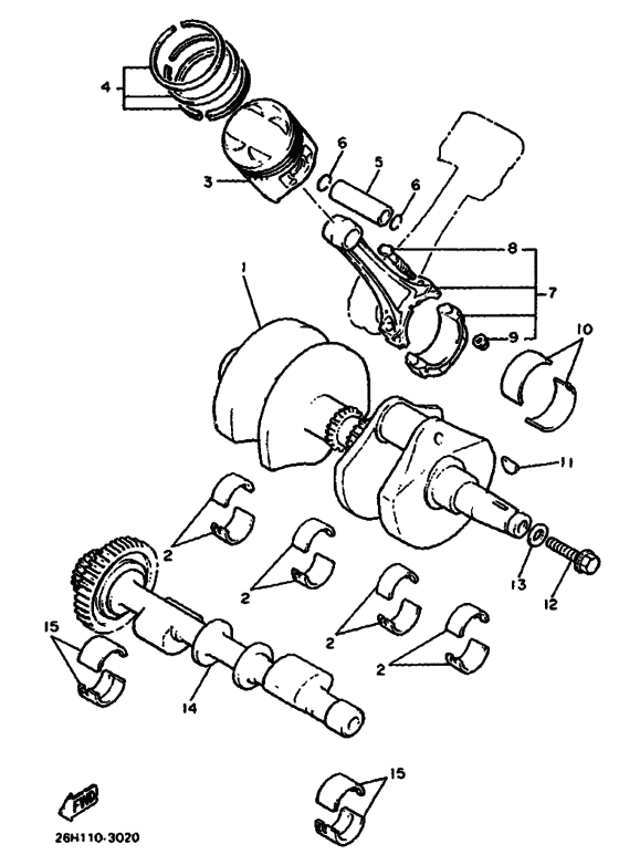XVZ13DA Коленчатый вал и Поршень