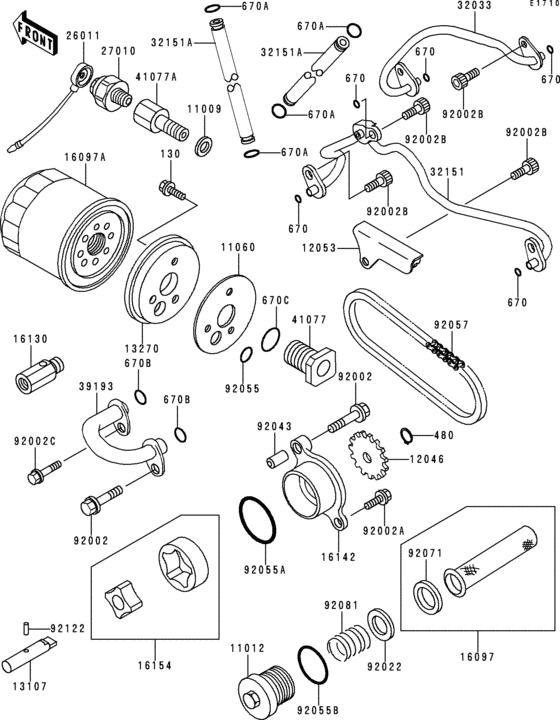 VN800 Масляный насос и фильтр