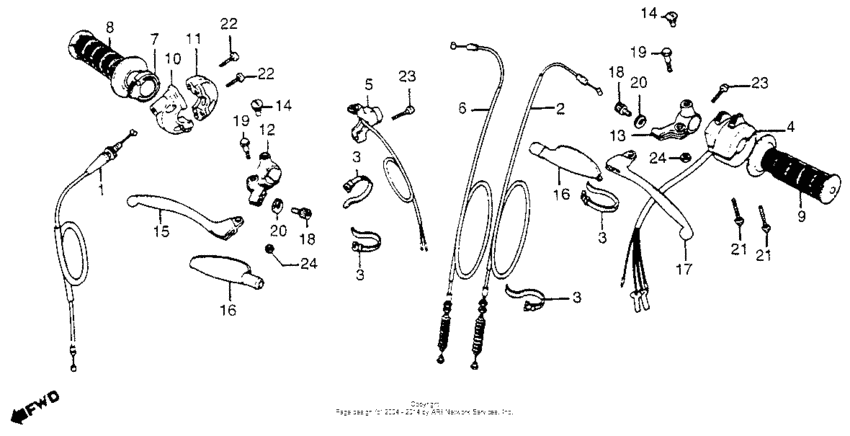 Handle lever + switches + cables