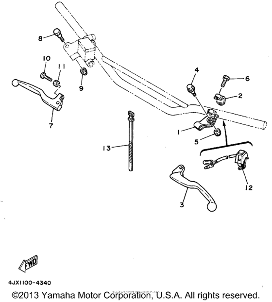 YZ125F1 Handle switch - lever