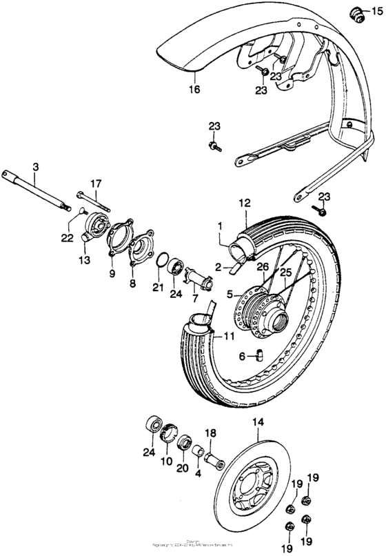 Cb360g front fender + front wheel + disc