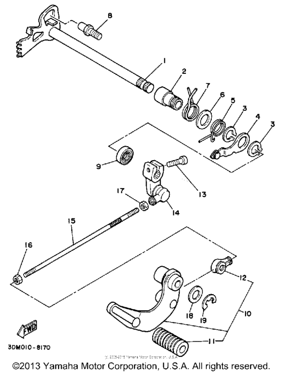 XV250 Вал переключения
