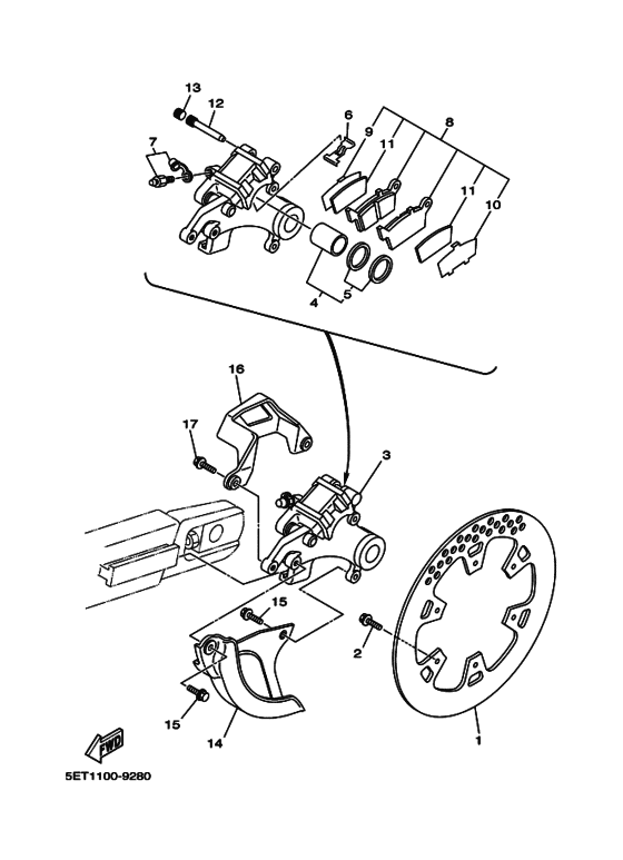 YZ426F Задний суппорт