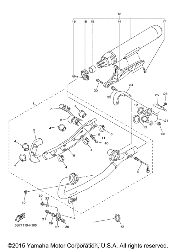 XVS950CT Выхлопная система