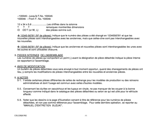 UX125 Catalog preface