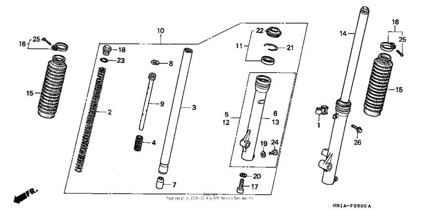 XR80R Передняя вилка