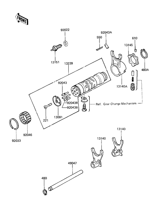 Gear change drum & forks