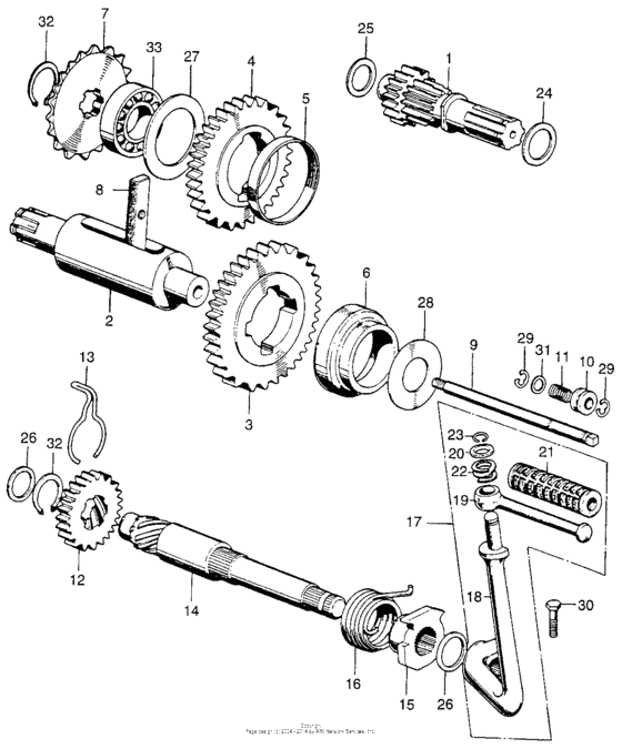 Transmission + kick starter arm