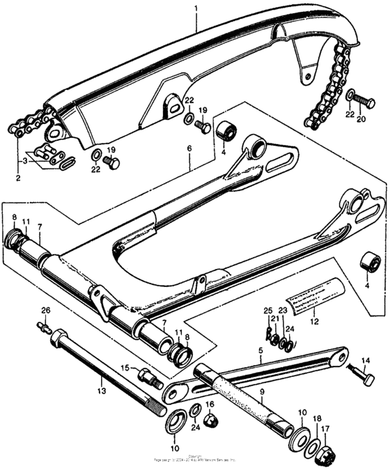 Chain case + swingarm