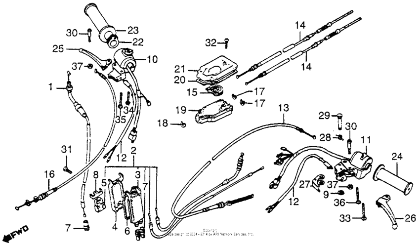 Control levers + switches + cables