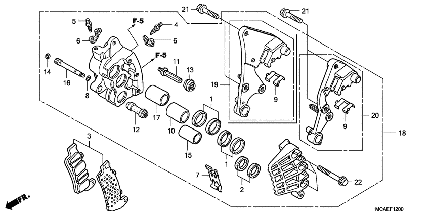 R. front brake caliper