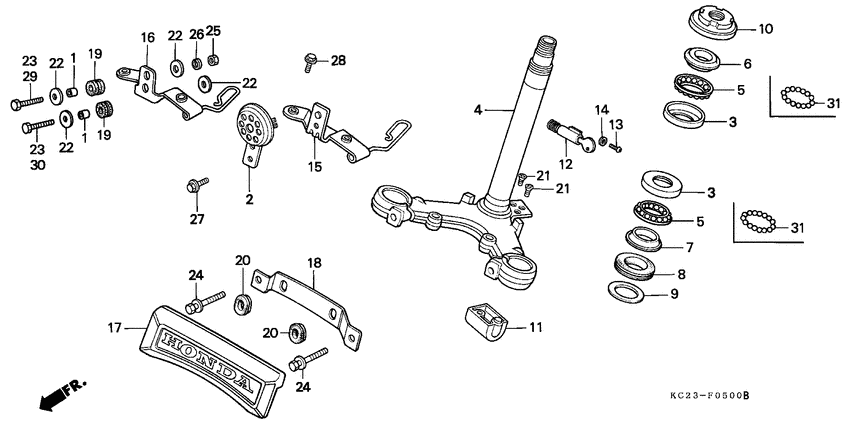 Steering stem/horn