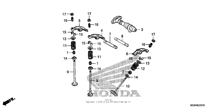 VT750RS Camshaft + valve (rr.)