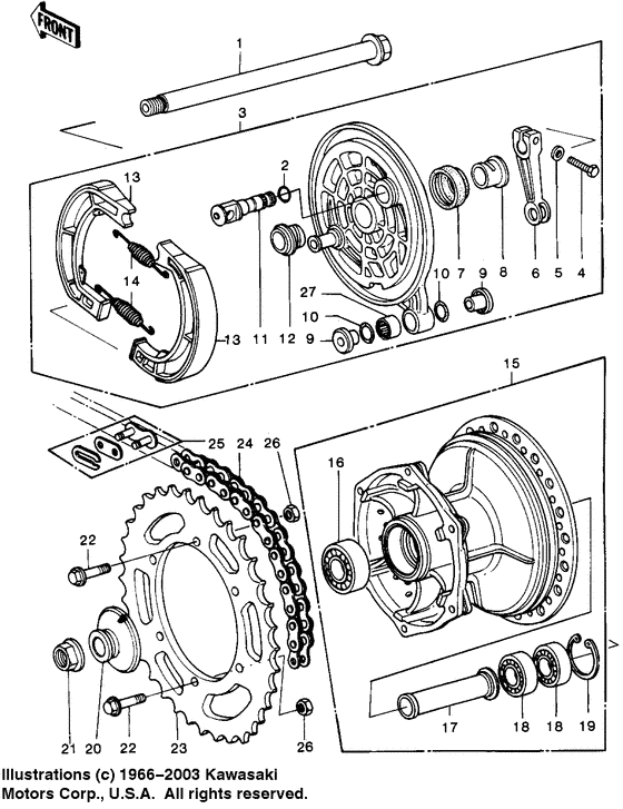 Rear hub/brake/chain