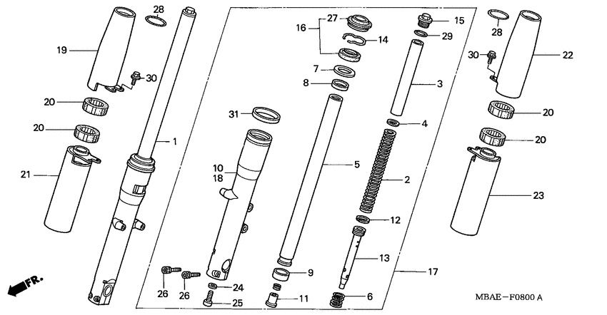 VT750C2 Вилка передней оси