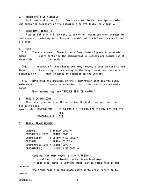 DR650 Catalog preface