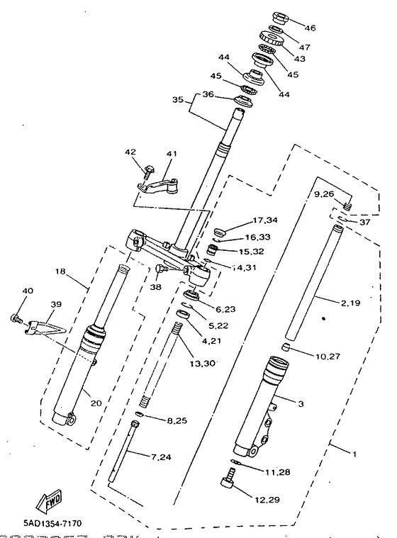 YN50R Передняя вилка