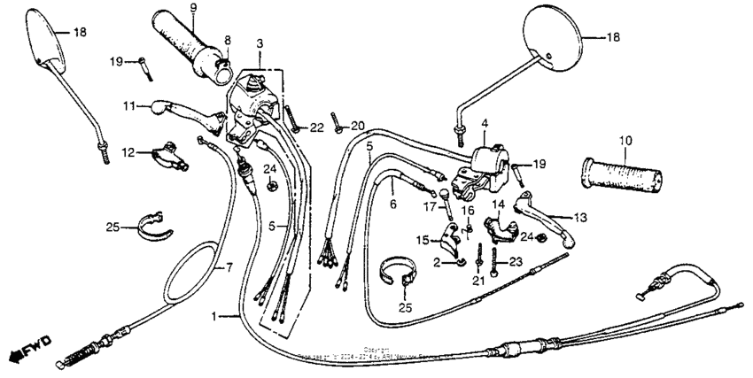 Handle lever + switch + cable 81