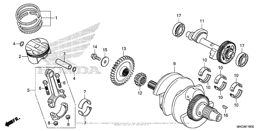 CMX500 (ABS) Коленчатый вал и поршни