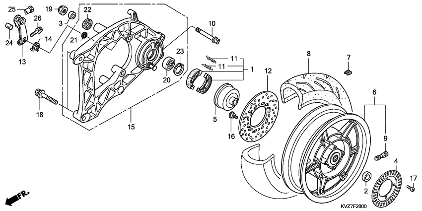 Rear wheel/swingarm