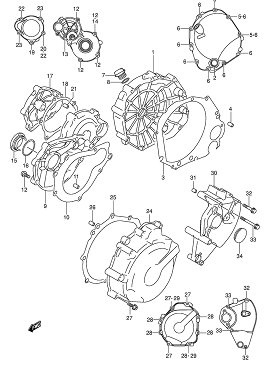 Crankcase cover ass`y  (v