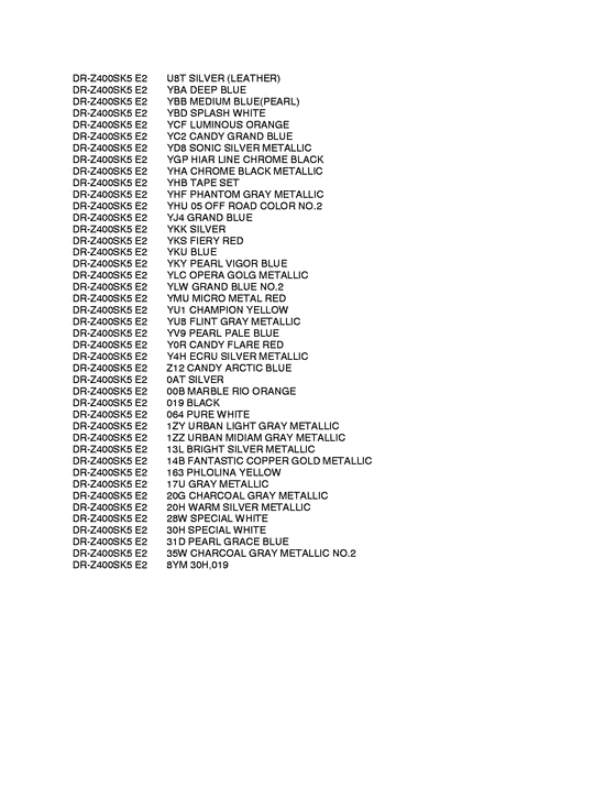 DR-Z400 Color chart