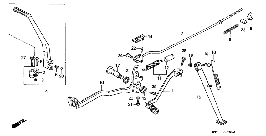 Pedal/kick starter arm