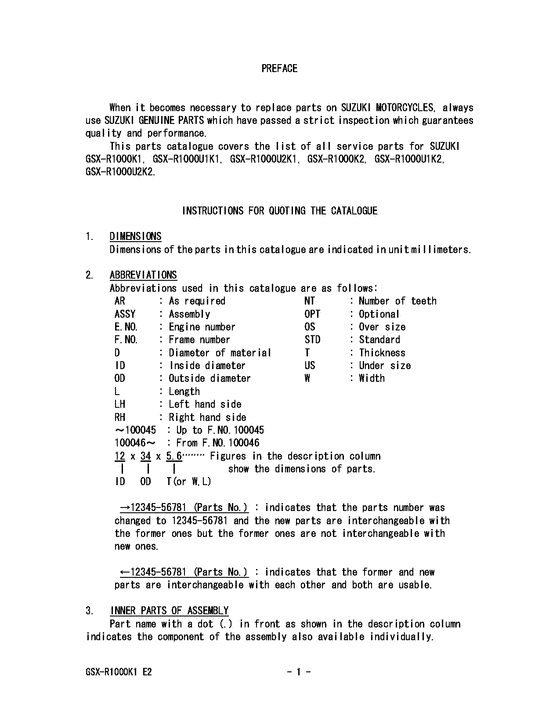 GSX-R1000 Catalog preface