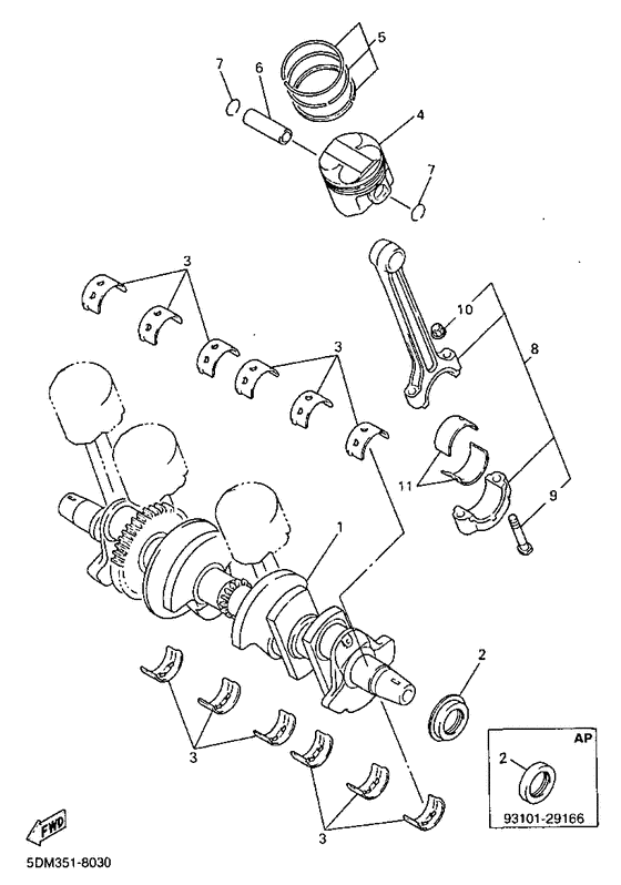 FZS600 Коленвал и поршень