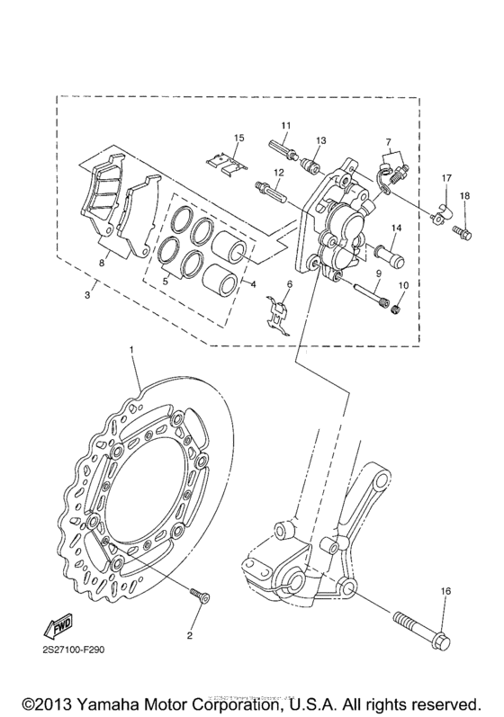 WR250FX Передний суппорт