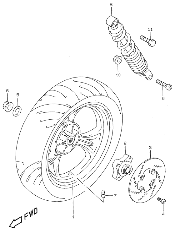 Rear wheel complete assy