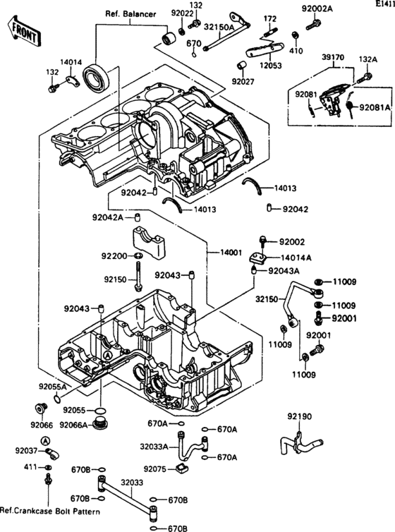 ZX1100 Картер двигателя
