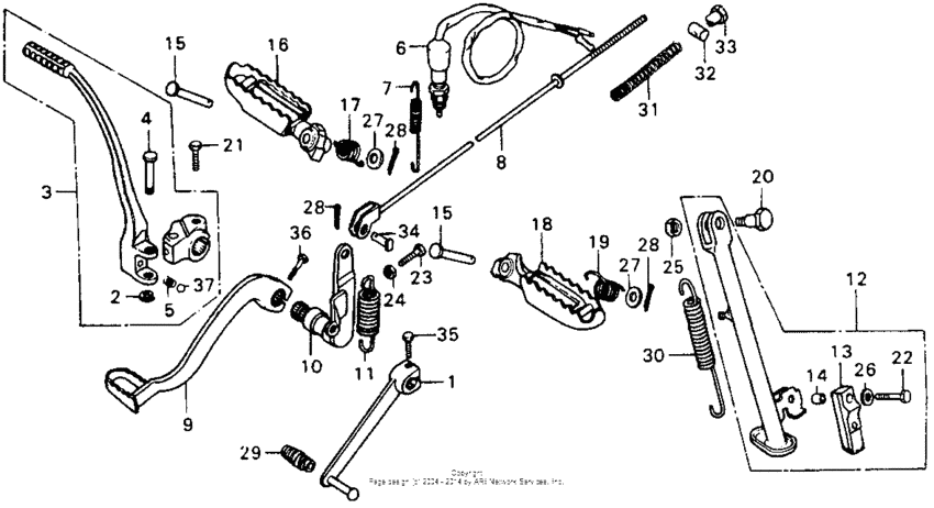 Change & brake pedals + step