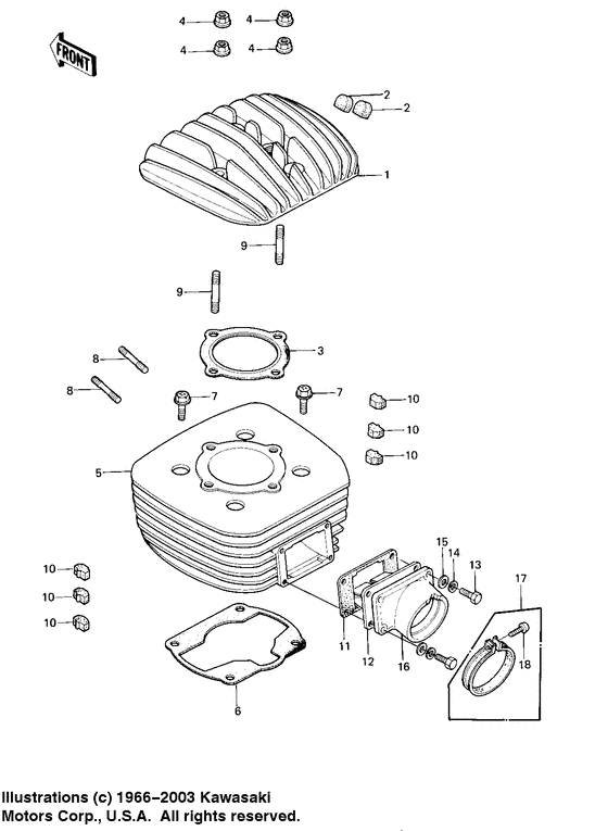 Cylinder head/cylinder/reed valve