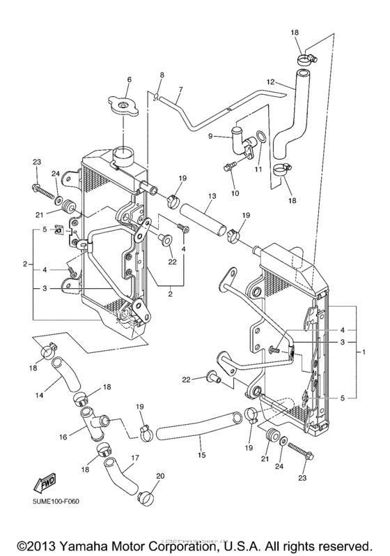 WR250FW Радиатор и Патрубки